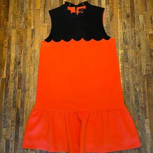 VICTORIA BECKHAM for Target Scalloped Orange and Black Dress l Size Medium